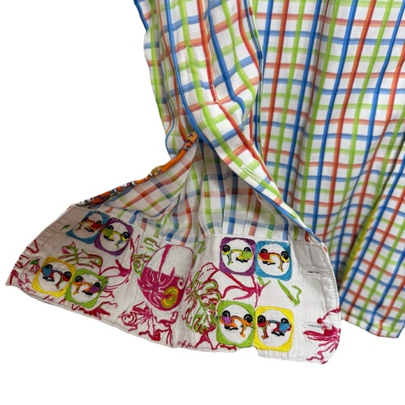 Robert Graham Checkered Embroidered Cuff Button Dress Shirt Size Small - Picture 6 of 11